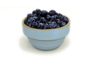 Blueberries in blue bowl