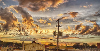 Pandemic journal sunset over industrial zone