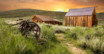 Sunset behind shed