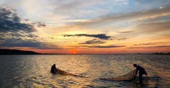 Fishermen at Sunset Sandy Hook New Jersey