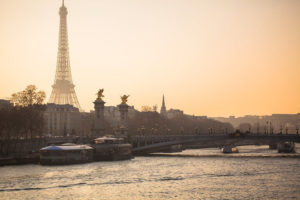 Sunset on Seine River Paris France