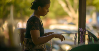 Indonesian woman weaving