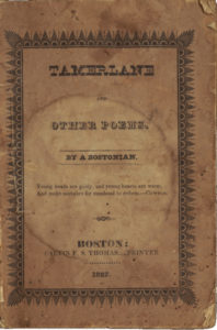 weathered cover of poes collection of poems including tamerlane