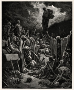 drawing showing skeletons and grim reaper