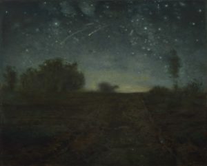 shooting stars in sky at dusk