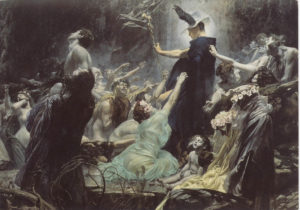 painting showing souls reaching out from the depths of nothingness