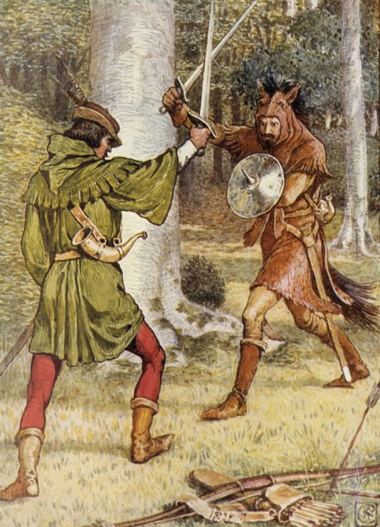 robin hood battling opponent