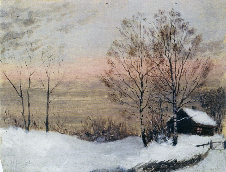 winter scene with a barn 