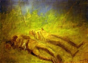 two bodies lay in a field