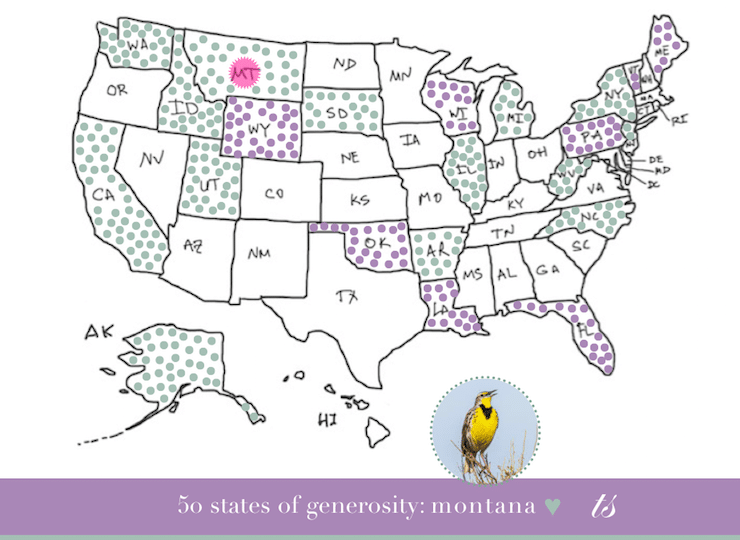 50 states of generosity montana on united states map