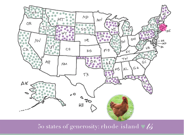 Rhode Island colored on United States map