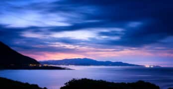 purple sunset on water