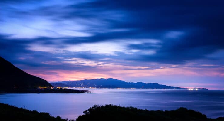 purple sunset on water