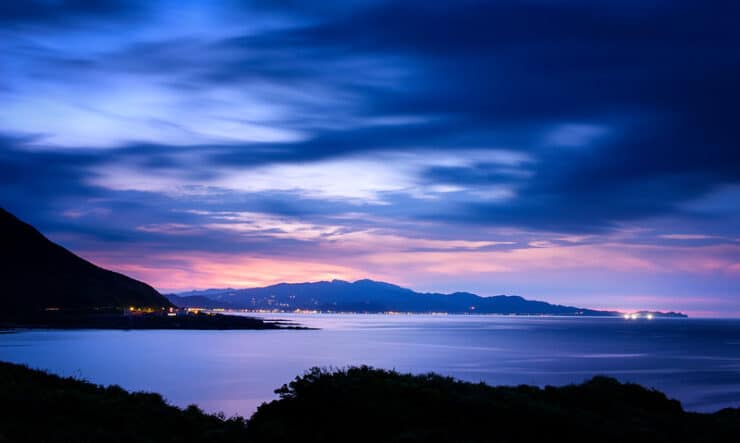 purple sunset on water