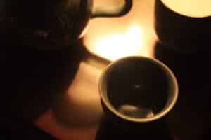Japanese tea set-night photography-silhouettes